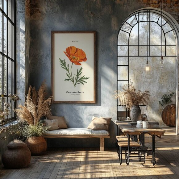 Original California Poppy Art Print + Digital Copy, State Flower - Picture 6 of 7